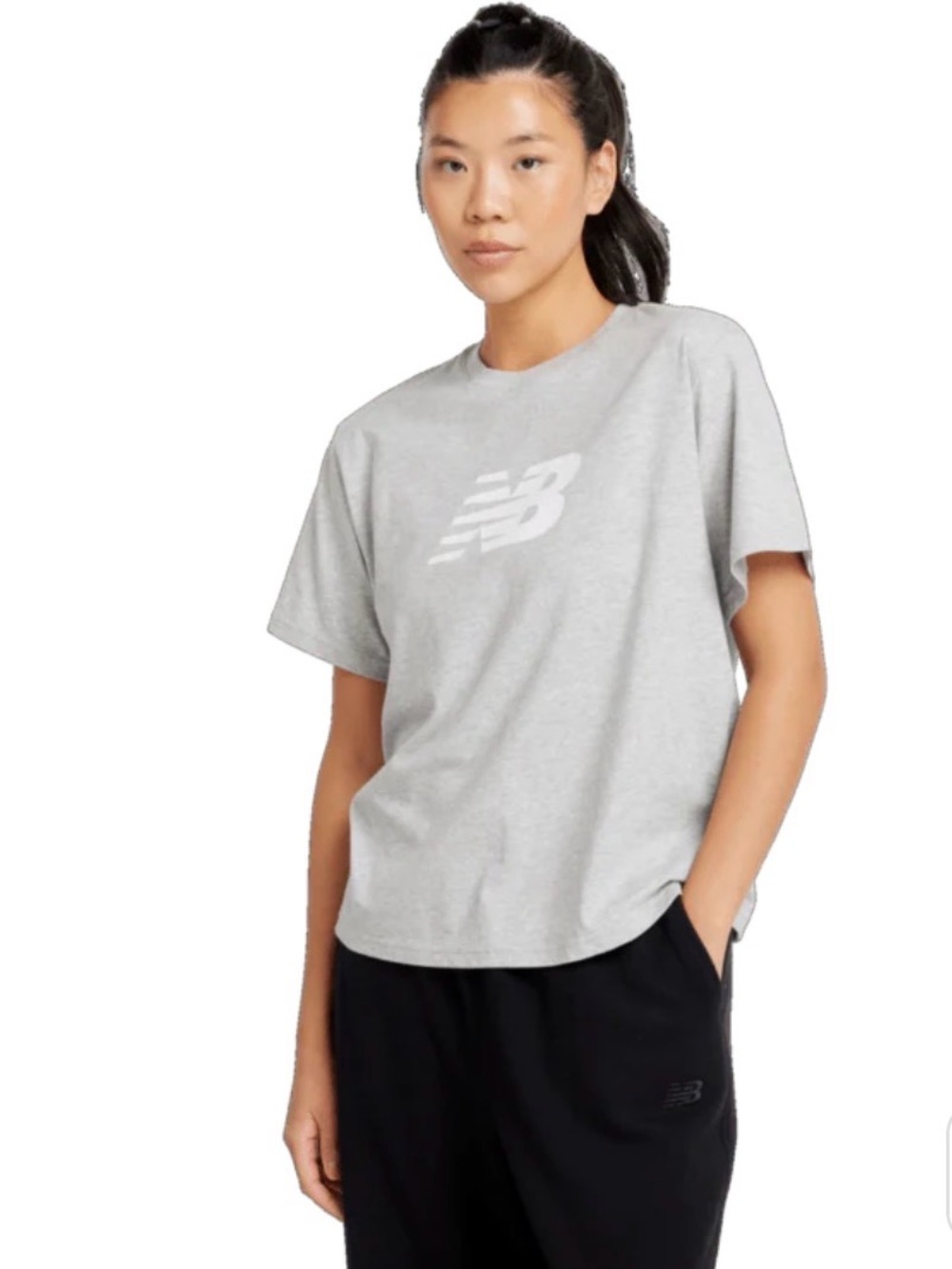 New Balance Gray Logo Crew Tee, Size XL